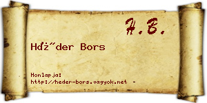 Héder Bors névjegykártya